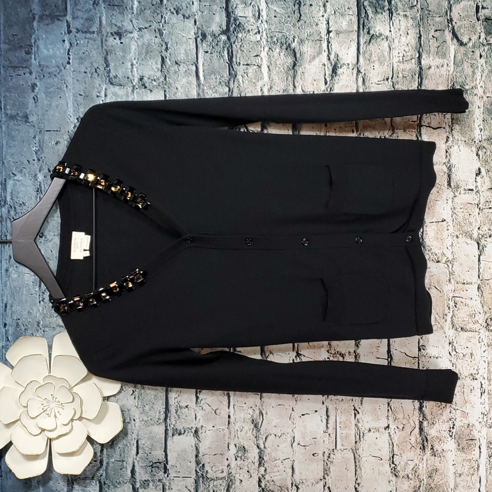 Kate Spade | Glam Goth Career Wear Vintage Style Black Cardigan Sweater